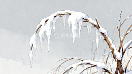 雪覆枝头冰凌垂挂冬景图