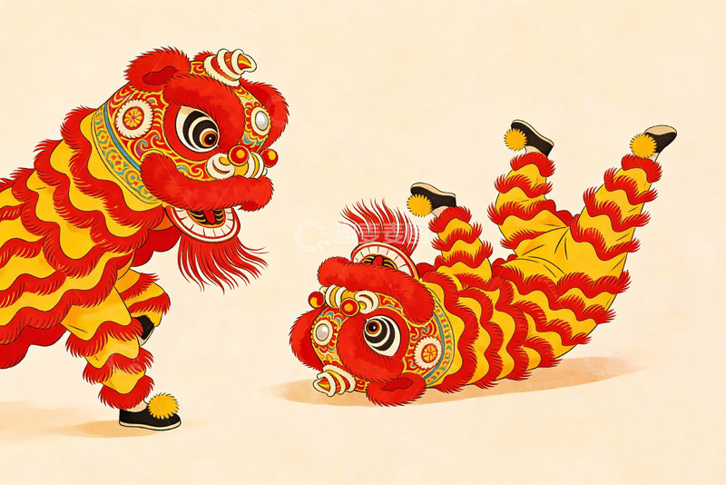 高清大图下载【趣麦麦图】舞狮表演生动画面