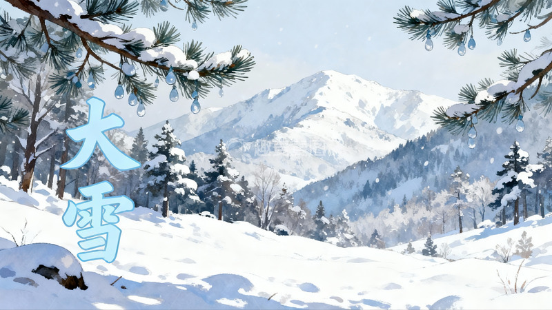 高清大图下载【趣麦麦图】雪覆山林松枝挂霜