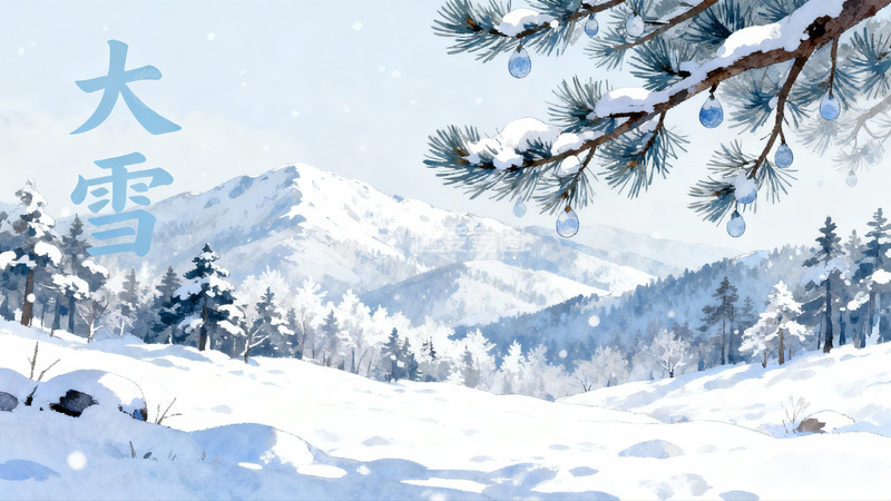 高清大图下载【趣麦麦图】雪景松枝挂冰珠