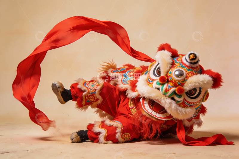 高清大图下载【趣麦麦图】舞狮表演瞬间定格
