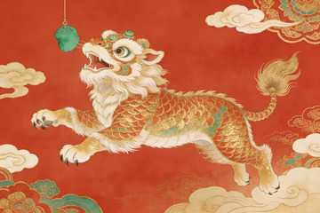 祥瑞神兽跃云间