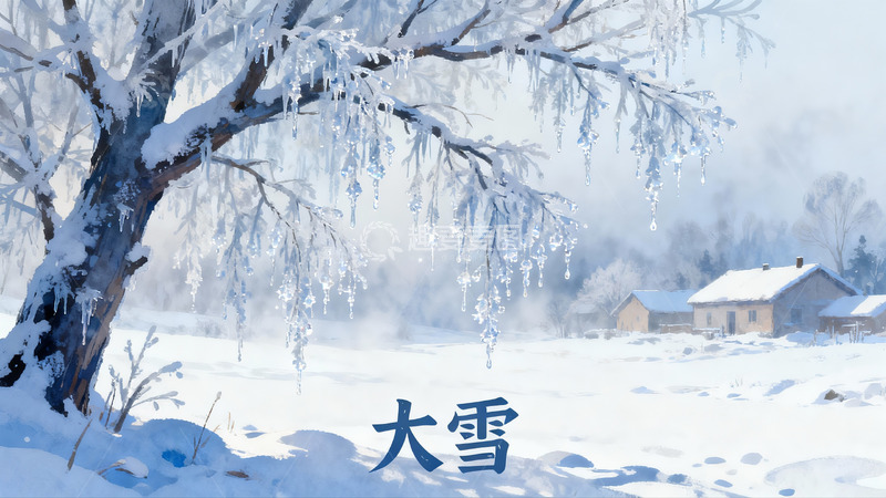 高清大图下载【趣麦麦图】雪景冬日树木房屋