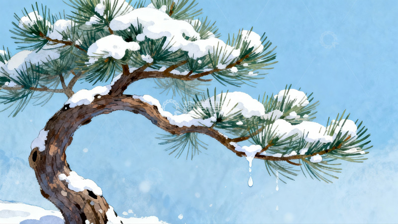 高清大图下载【趣麦麦图】雪覆松枝冬日静景