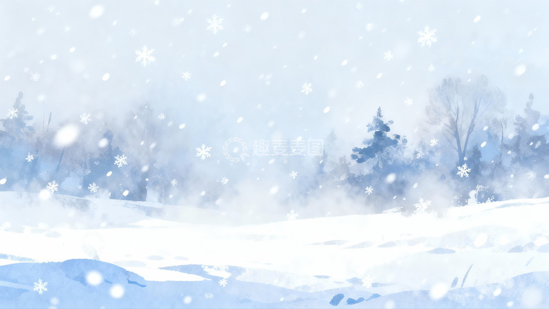 高清大图下载【趣麦麦图】雪景冬日森林静谧画面