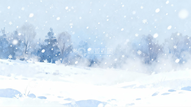 高清大图下载【趣麦麦图】-雪景冬日树木覆盖白雪