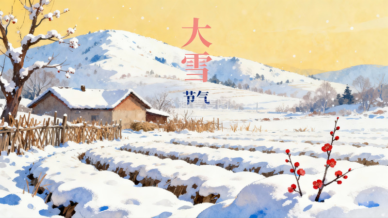 高清大图下载【趣麦麦图】雪景山村冬日画卷