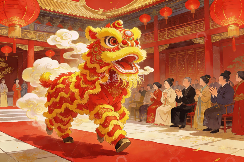 高清大图下载【趣麦麦图】传统舞狮表演热闹非凡