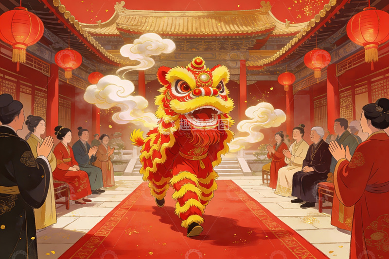 高清大图下载【趣麦麦图】传统舞狮表演热闹非凡