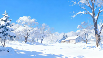 雪后乡村宁静冬景
