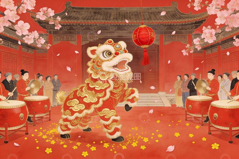 高清大图下载【趣麦麦图】传统舞狮庆典热闹非凡