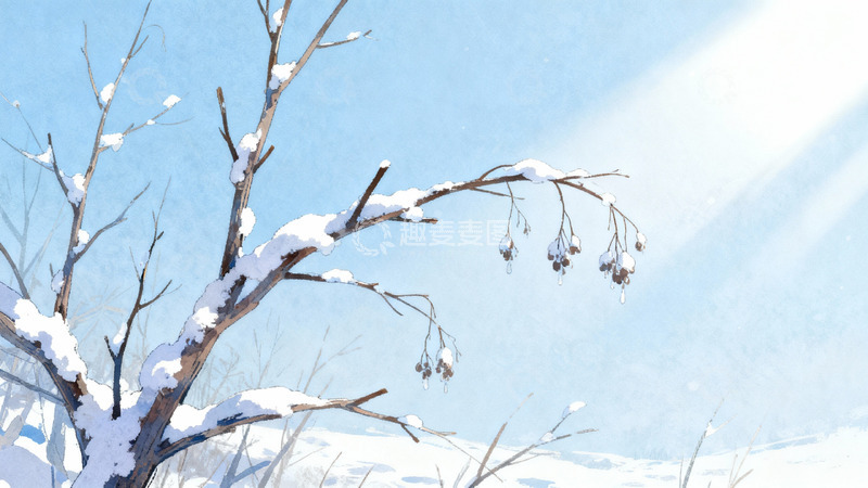 高清大图下载【趣麦麦图】雪覆枝头冬日静景