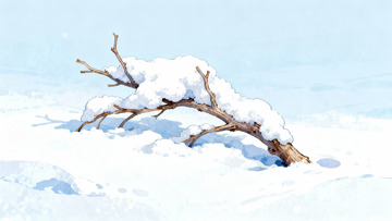 雪覆枯枝静谧冬景