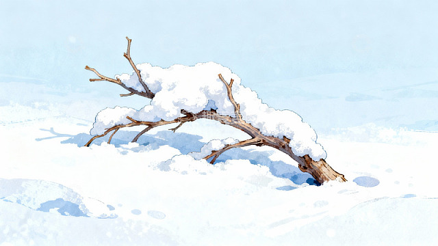 雪覆枯枝静谧冬景