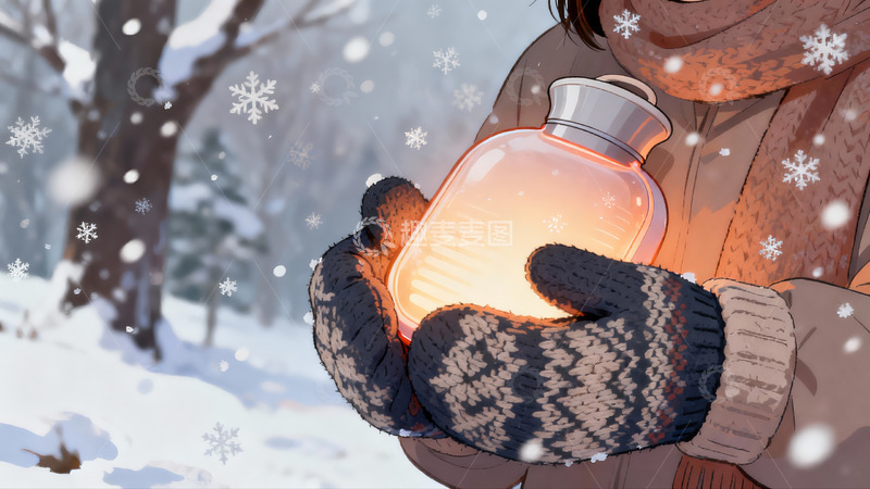 高清大图下载【趣麦麦图】雪夜手捧暖灯温暖人心