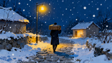 雪夜行路人