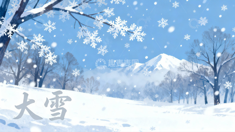 高清大图下载【趣麦麦图】雪景山林冬日景象