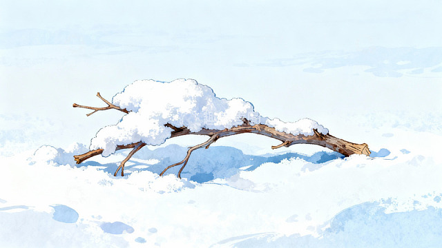 雪覆枯枝静谧冬景