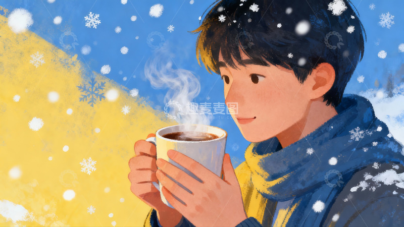 高清大图下载【趣麦麦图】冬日暖阳下捧杯热饮