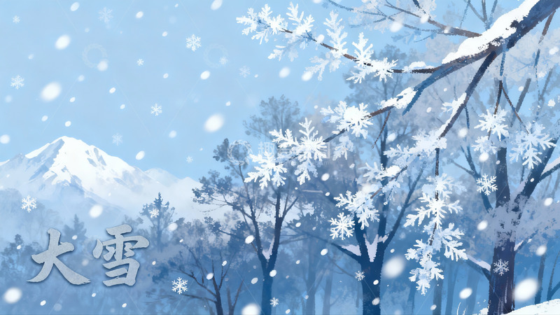 高清大图下载【趣麦麦图】雪景冬日树枝挂霜