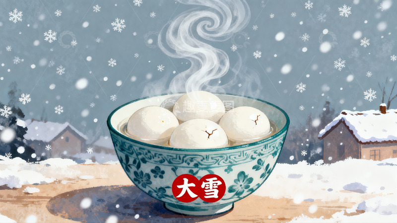 高清大图下载【趣麦麦图】雪天热汤圆