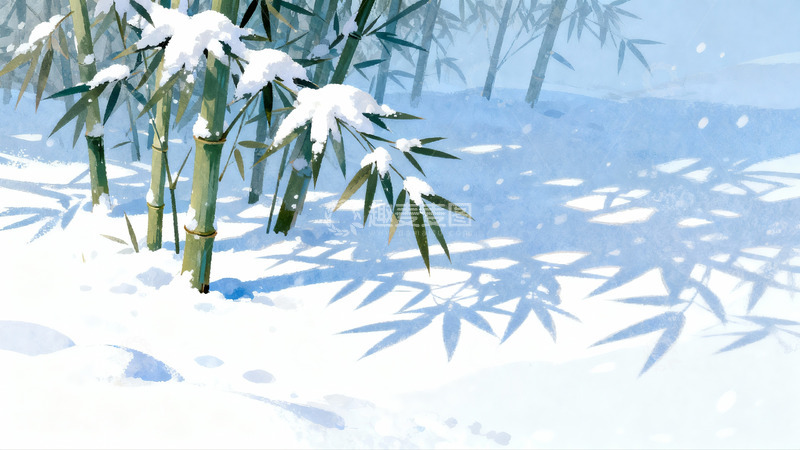 高清大图下载【趣麦麦图】雪中竹林静谧美景