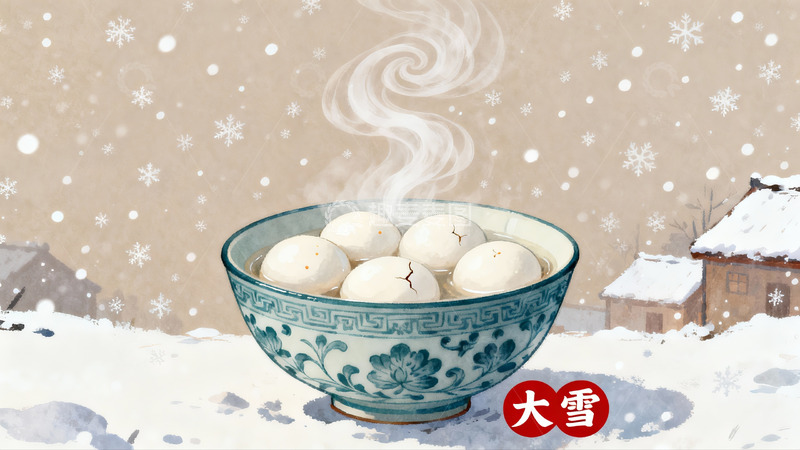 高清大图下载【趣麦麦图】雪天热汤圆