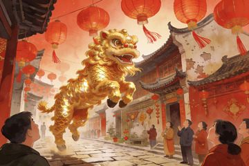 金狮舞动迎新春
