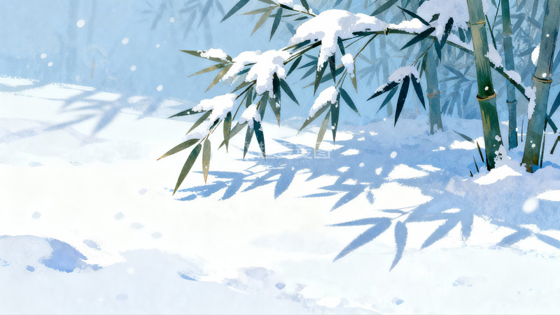 高清大图下载【趣麦麦图】雪覆竹林静谧冬景