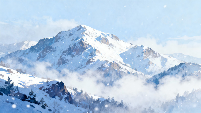 高清大图下载【趣麦麦图】雪山雪景云雾缭绕