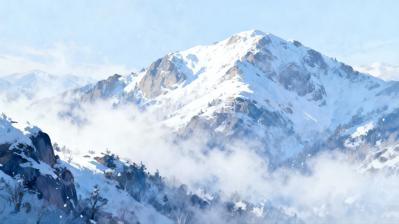 高清大图下载【趣麦麦图】雪山云雾缭绕壮丽景观