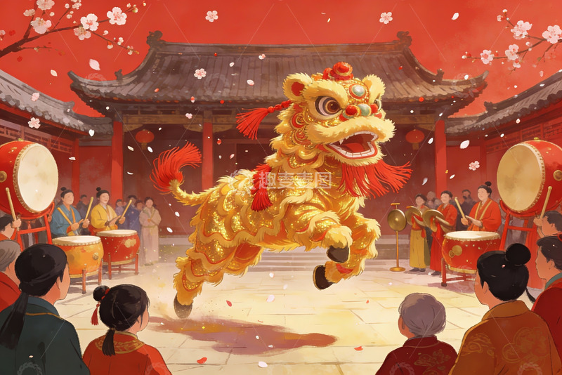 高清大图下载【趣麦麦图】传统舞狮表演热闹非凡