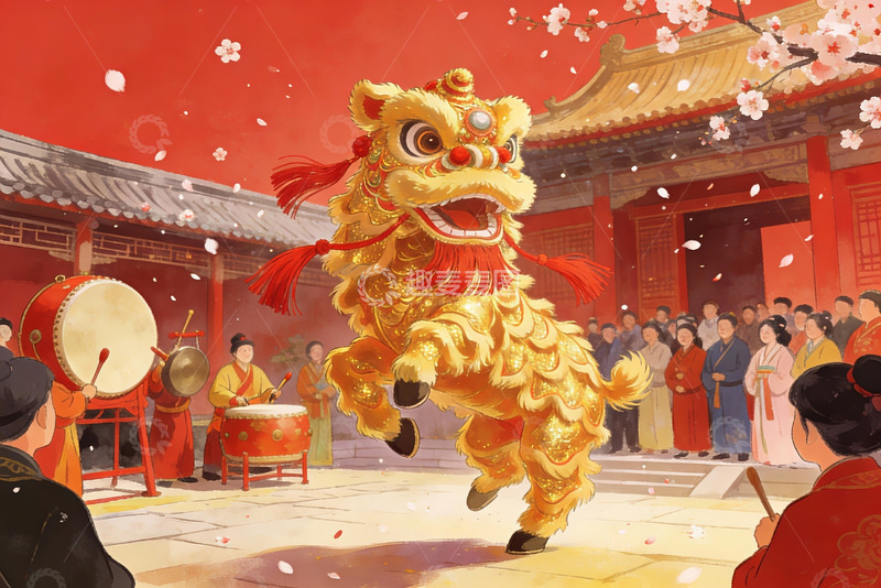 高清大图下载【趣麦麦图】传统舞狮表演热闹非凡