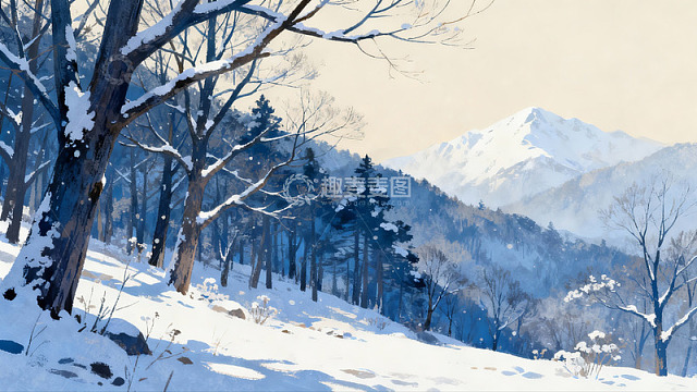 雪覆山林冬日静景