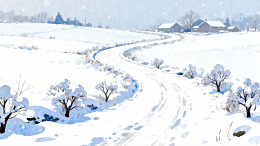 雪景乡村小路蜿蜒