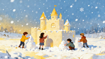 雪地城堡儿童堆雪