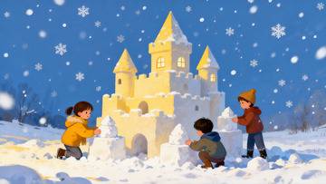 雪地城堡儿童堆雪