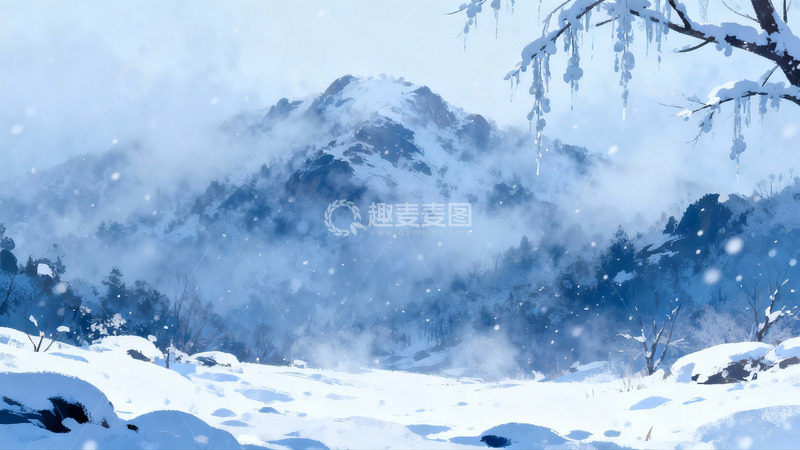 高清大图下载【趣麦麦图】雪山雪景云雾缭绕