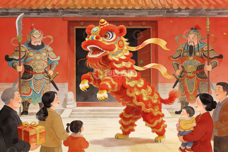 高清大图下载【趣麦麦图】传统舞狮表演热闹非凡