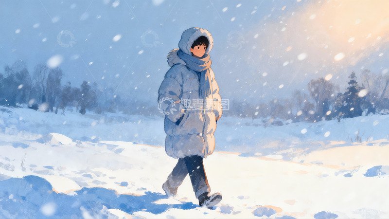 高清大图下载【趣麦麦图】雪地行走者