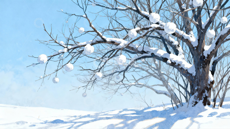 高清大图下载【趣麦麦图】雪覆树枝冬日静景