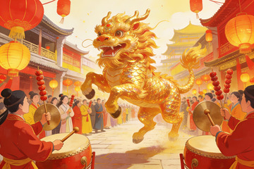 金龙舞动迎新春热闹街景
