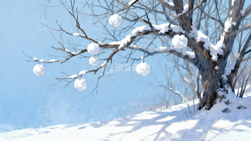 高清大图下载【趣麦麦图】雪挂树枝冬日静景