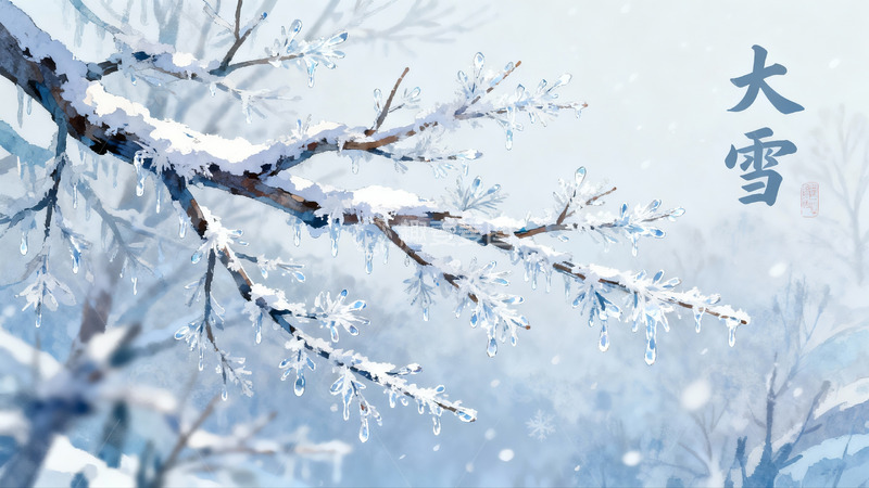 高清大图下载【趣麦麦图】雪覆枝头冰挂晶莹冬景