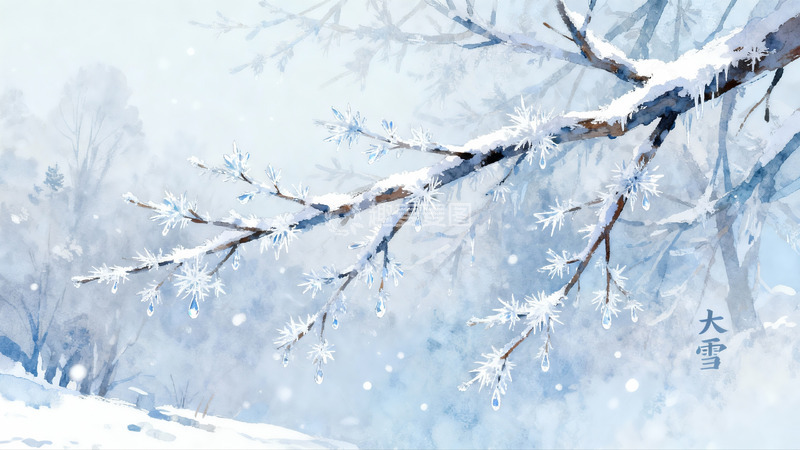高清大图下载【趣麦麦图】雪覆枝头冰挂晶莹冬日静景