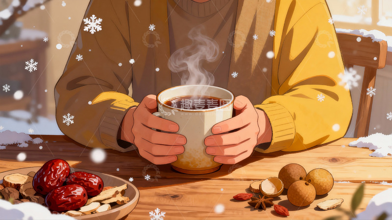 高清大图下载【趣麦麦图】冬日暖饮与干果