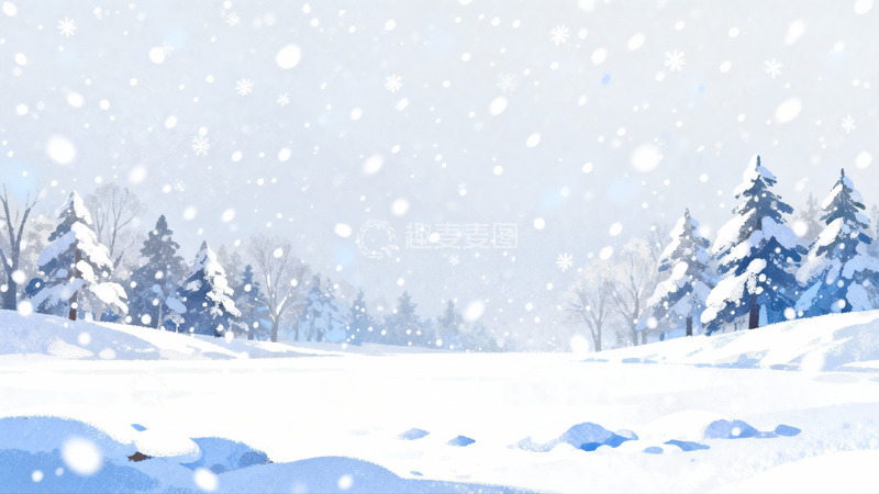 高清大图下载【趣麦麦图】雪景冬日森林覆盖白雪