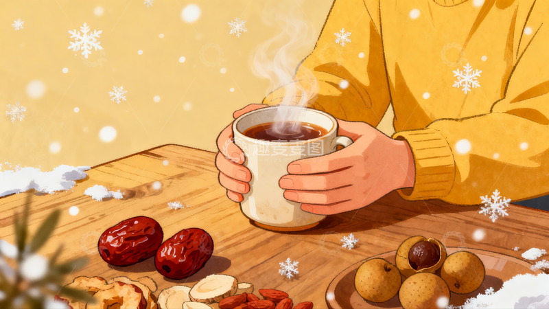 高清大图下载【趣麦麦图】冬日暖饮与干果