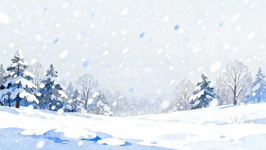 雪景冬日森林静谧画面