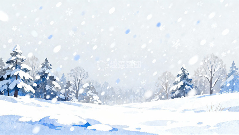 雪景冬日森林静谧画面